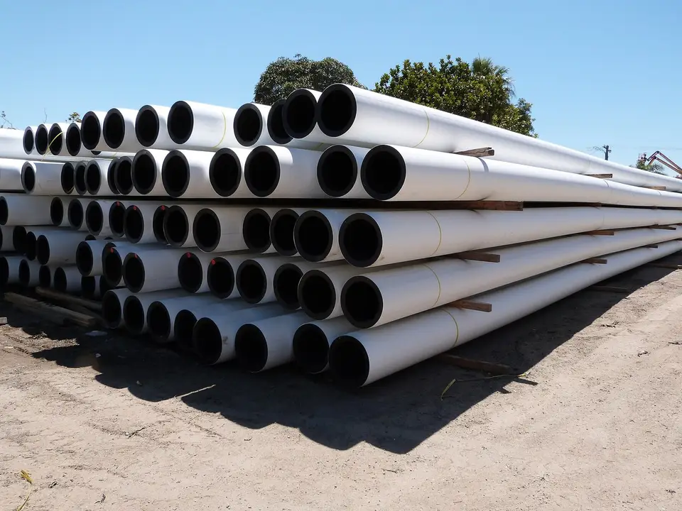 Plastic water and drain pipes prepared for installation